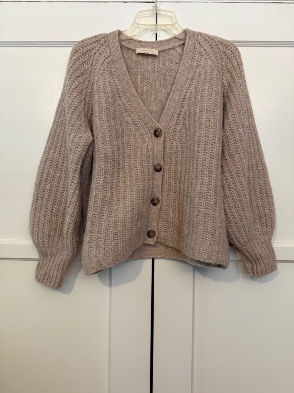 Sezane Basile Cardigan Light Beige Size Small Alpaca Wool Polyamide - Picture 5 of 7